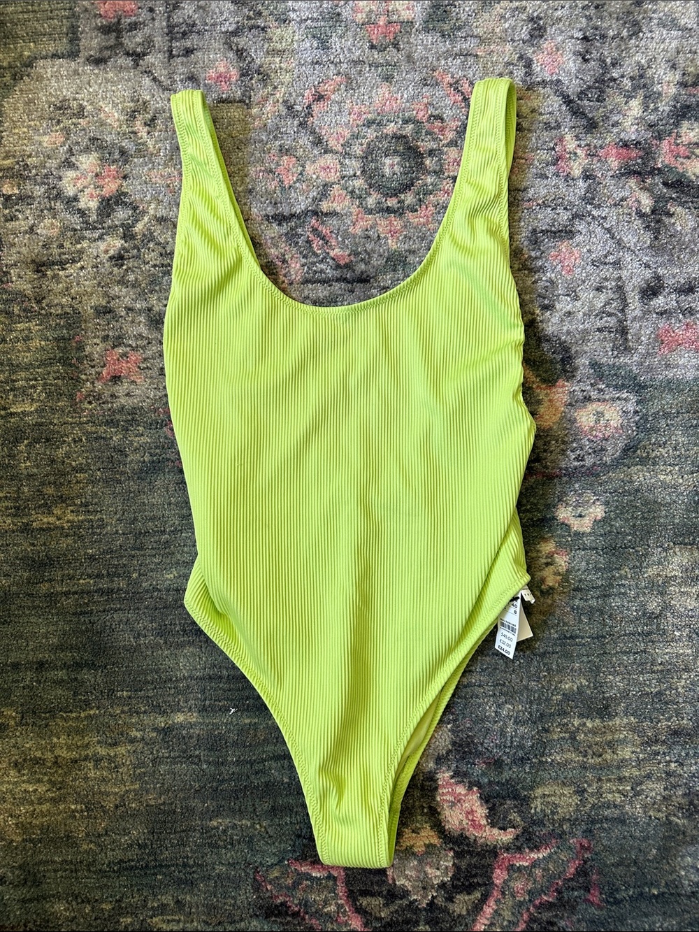 Topshop Lime Green Ribbed Bodysuit Women’s 8 NWT